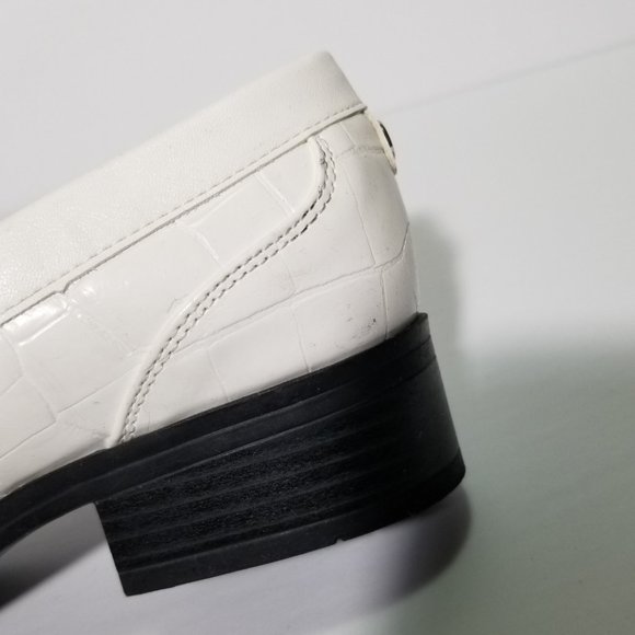 Sam Edelman White Croc Print Lali Studded Loafers - Picture 4 of 11